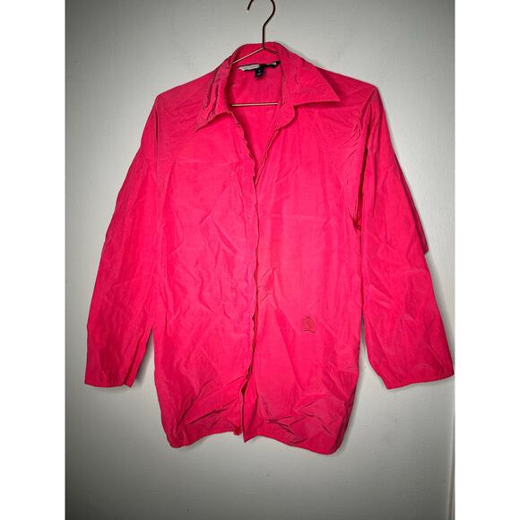 TOMMY HILFIGER Pink Button Front Silk Collared Neckline Explorer Shirt Size 34 - Picture 3 of 13